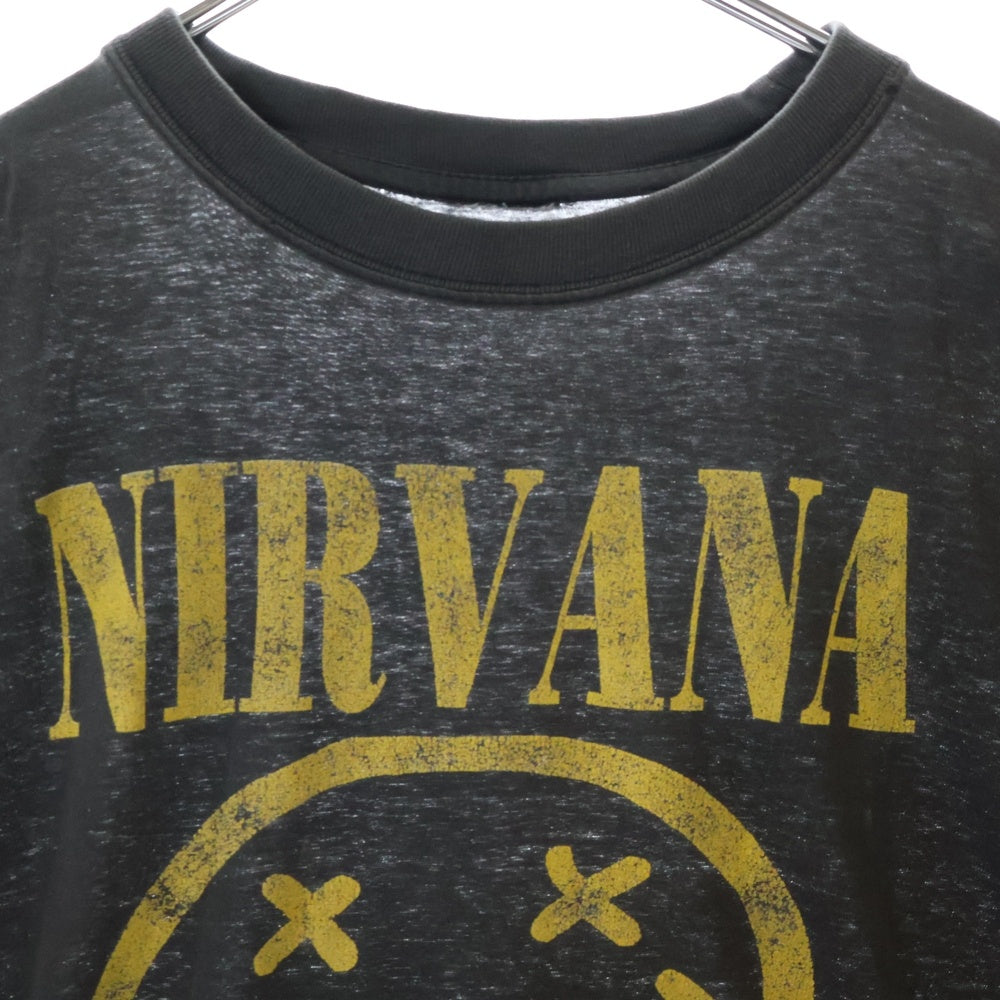 VINTAGE(ヴィンテージ) 90s NIRVANA SMILE ニルヴァーナ スマイル ユーロ ブート Tシャツ 半袖カットソー ブラック