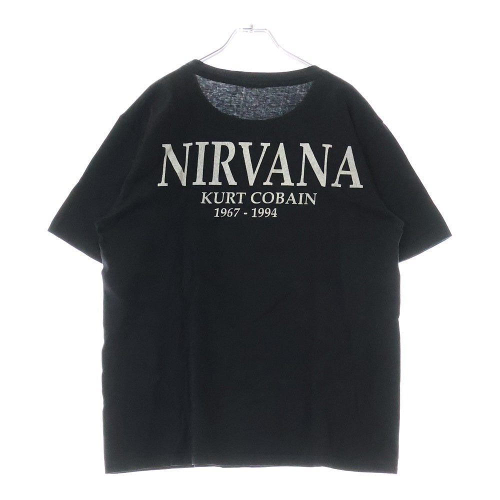 VINTAGE(ヴィンテージ) 00S NIRVANA KURT COBAIN Y2K 1967-1994 ニルヴァーナ カートコバーン 両面プリント 半袖Tシャツ ブラック