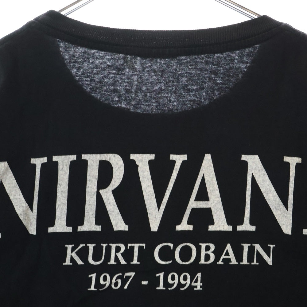VINTAGE(ヴィンテージ) 00S NIRVANA KURT COBAIN Y2K 1967-1994 ニルヴァーナ カートコバーン 両面プリント 半袖Tシャツ ブラック