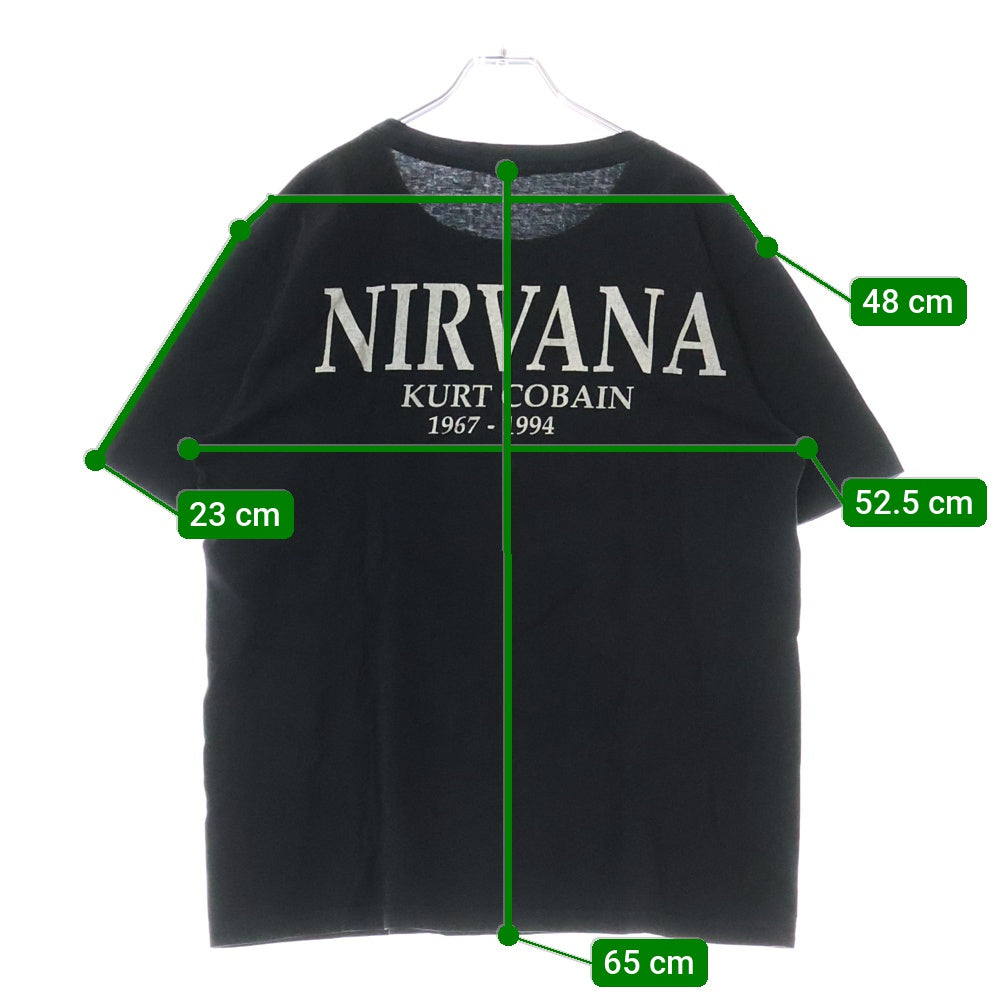 VINTAGE(ヴィンテージ) 00S NIRVANA KURT COBAIN Y2K 1967-1994 ニルヴァーナ カートコバーン 両面プリント 半袖Tシャツ ブラック