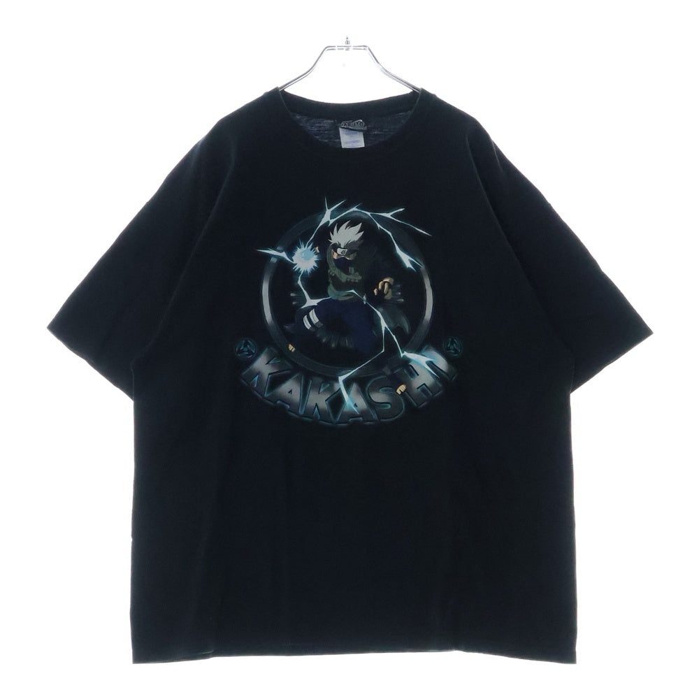 VINTAGE(ヴィンテージ) 00s NARUTO SHIPPUDEN KAKASHI TEE ナルト 疾風伝 カカシ 写輪眼 フロントプリント Tシャツ 半袖カットソー ブラック