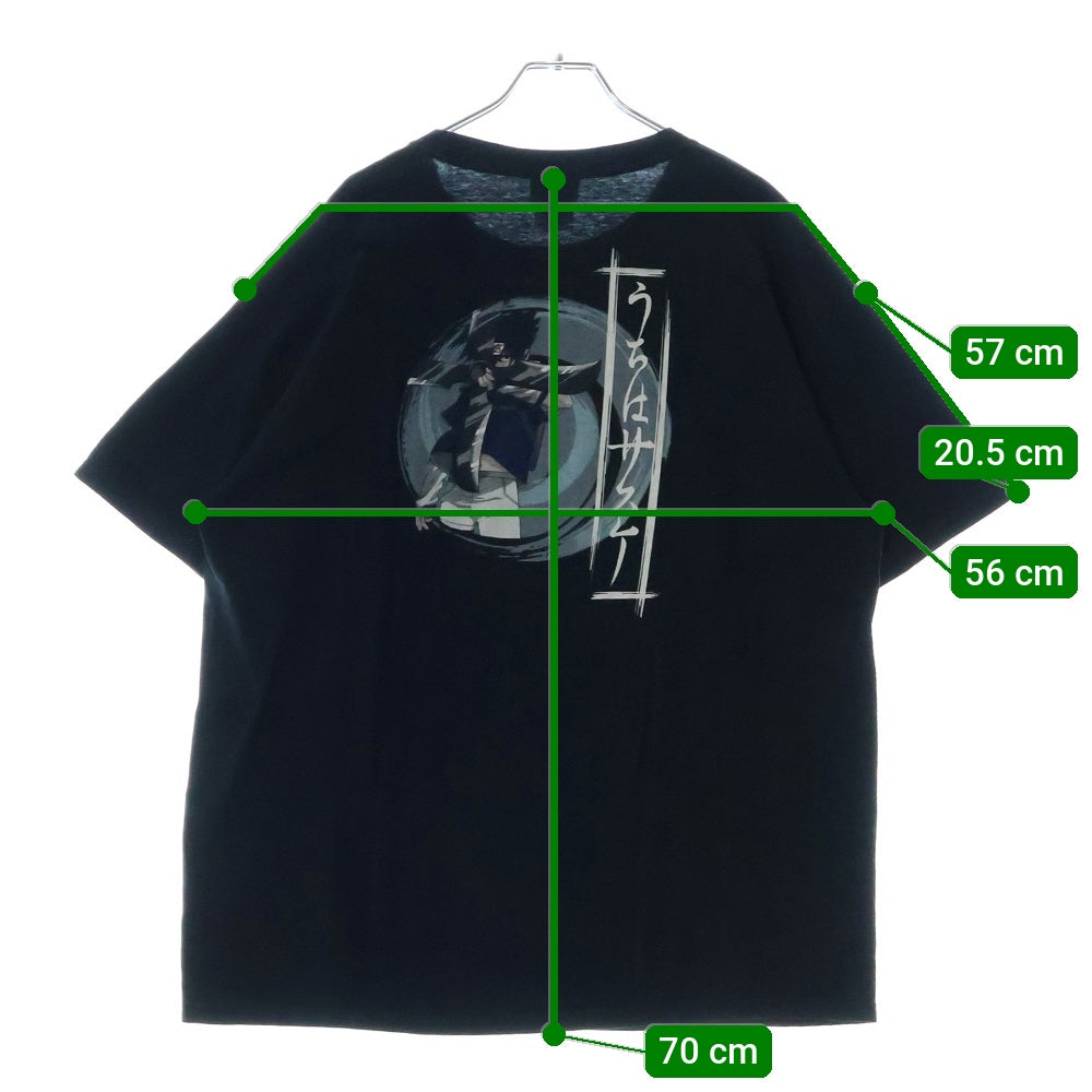 VINTAGE(ヴィンテージ) 00s NARUTO UTIHA SASUKE ナルト うちはサスケ バックプリント Tシャツ 半袖カットソー ブラック