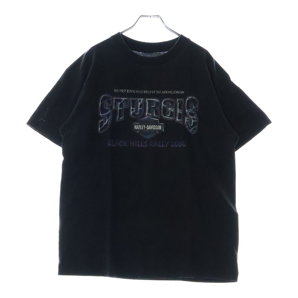 VINTAGE(ヴィンテージ) 00s HARLEY DAVIDSON BLACK HILLS RALLY 2000 STURGIS ハーレーダビッドソン 両面プリント Tシャツ 半袖カットソー ブラック