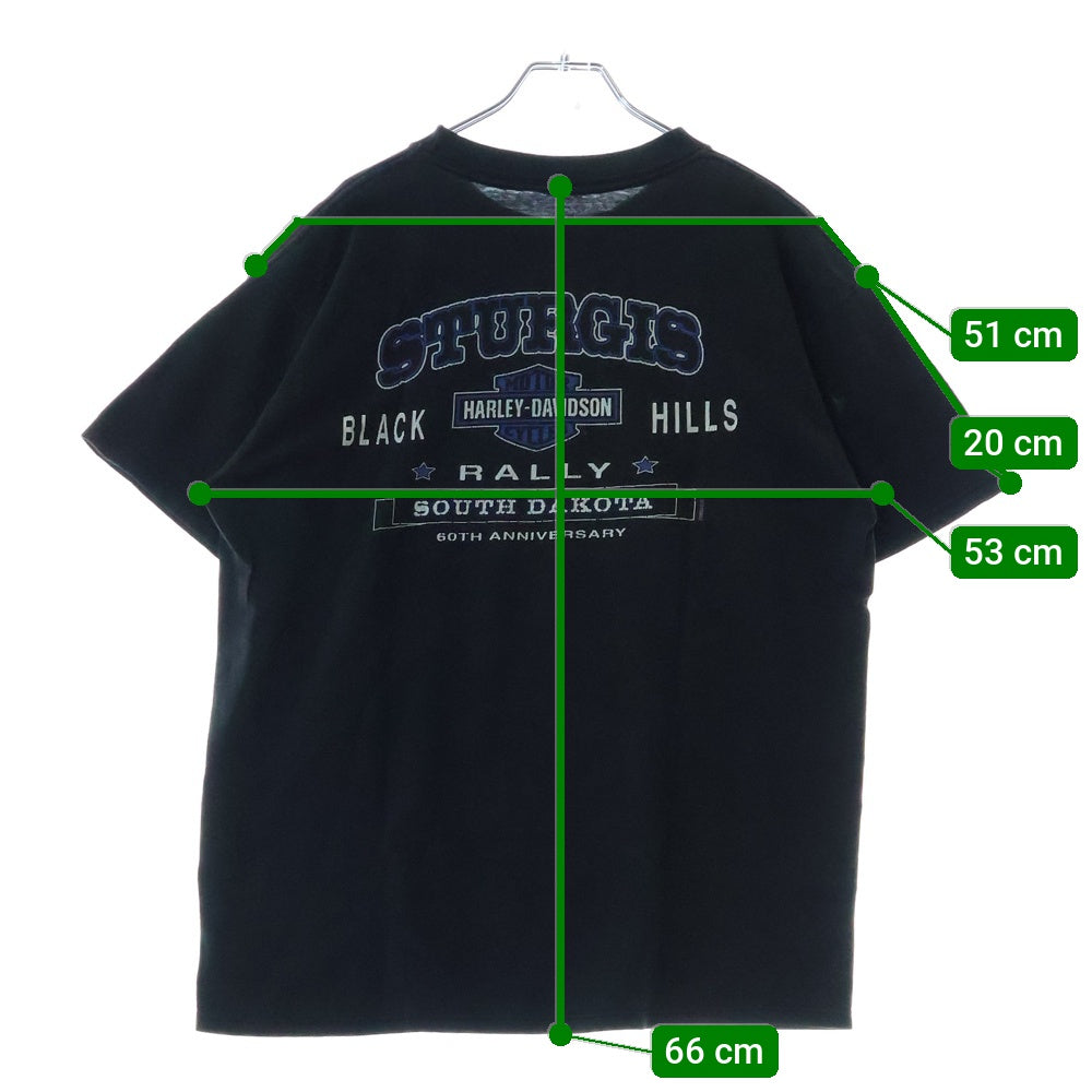 VINTAGE(ヴィンテージ) 00s HARLEY DAVIDSON BLACK HILLS RALLY 2000 STURGIS ハーレーダビッドソン 両面プリント Tシャツ 半袖カットソー ブラック