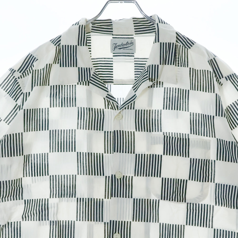 TENDERLOIN(テンダーロイン) 16SS CHECKER OPEN COLLAR SHIRT チェッカー オープンカラー 半袖シャツ ホワイト/ブラック