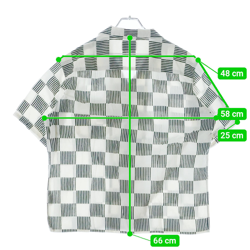 TENDERLOIN(テンダーロイン) 16SS CHECKER OPEN COLLAR SHIRT チェッカー オープンカラー 半袖シャツ ホワイト/ブラック