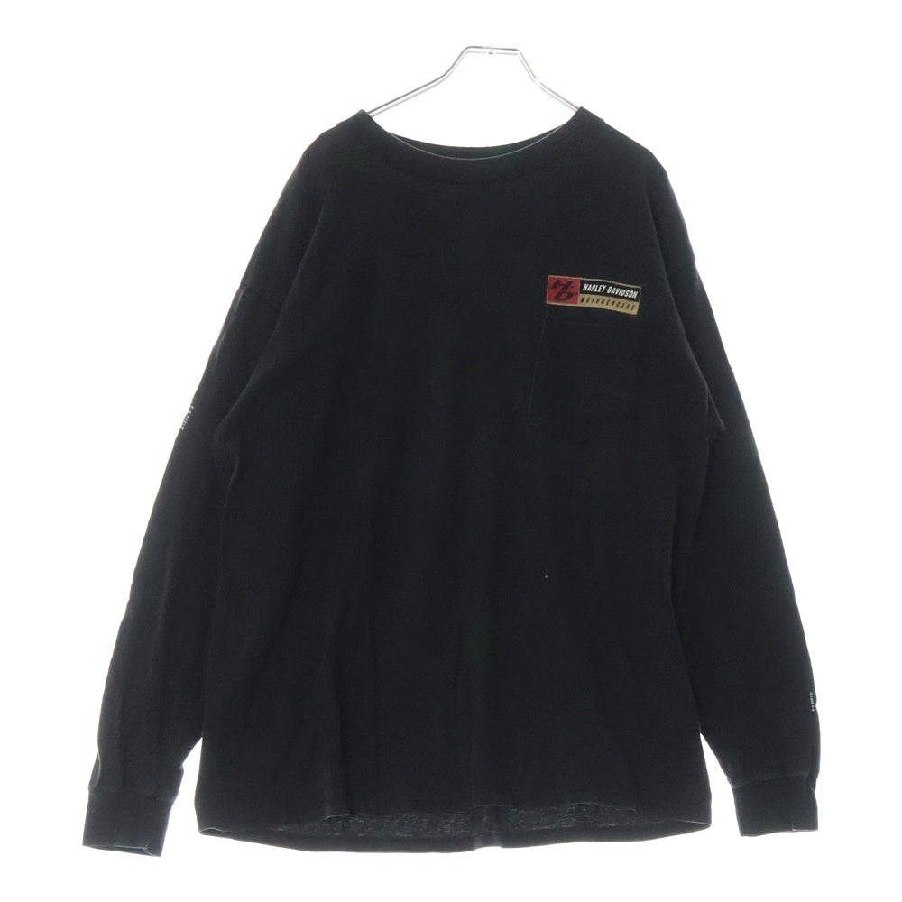 VINTAGE(ヴィンテージ) 90s HARLEY DAVIDSON ROCKY MOUNTAIN L/S ハーレーダビッドソン ロッキーマウンテン アームプリント Tシャツ 長袖カットソー ブラック