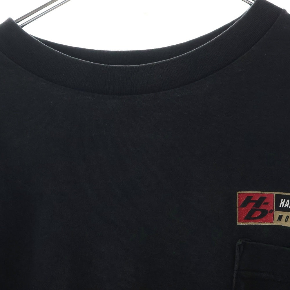 VINTAGE(ヴィンテージ) 90s HARLEY DAVIDSON ROCKY MOUNTAIN L/S ハーレーダビッドソン ロッキーマウンテン アームプリント Tシャツ 長袖カットソー ブラック