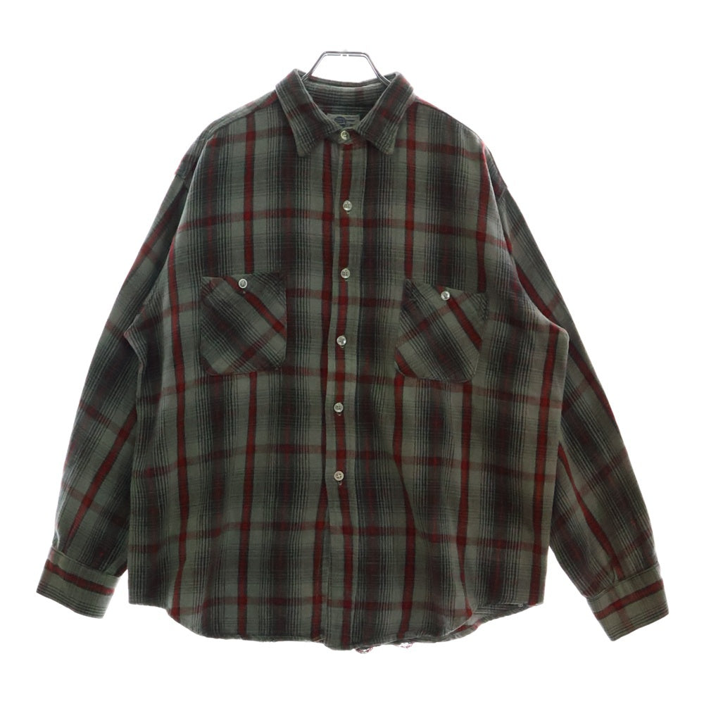VINTAGE(ヴィンテージ) 60～70s CONE MILLS USA製 ヘビー チェック ネルシャツ グレー/レッド