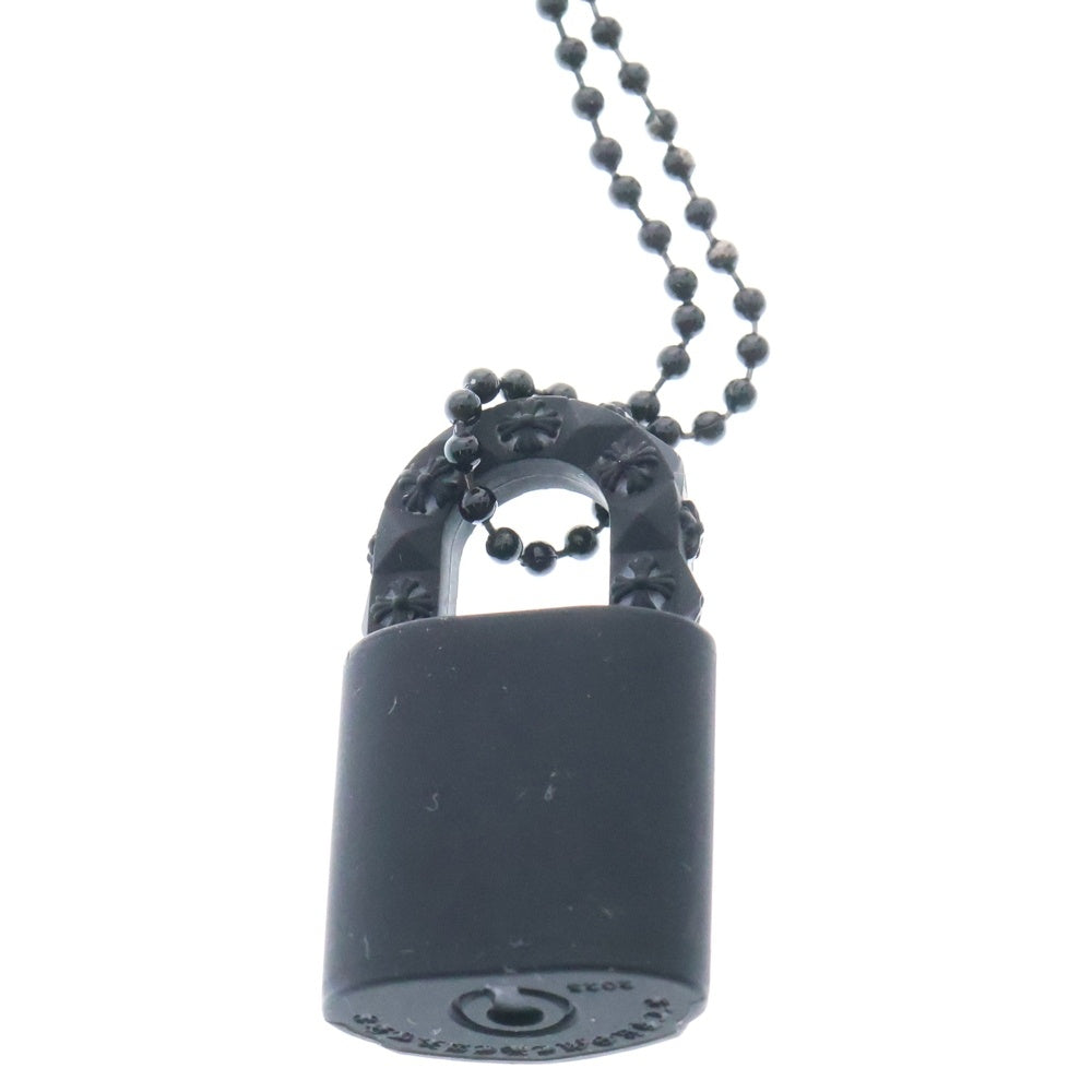 CHROME HEARTS(クロムハーツ) PADLOCK FLERKNEE SLCN パドロックフレアニー ラバーネックレス シリコン ブラック BCA295