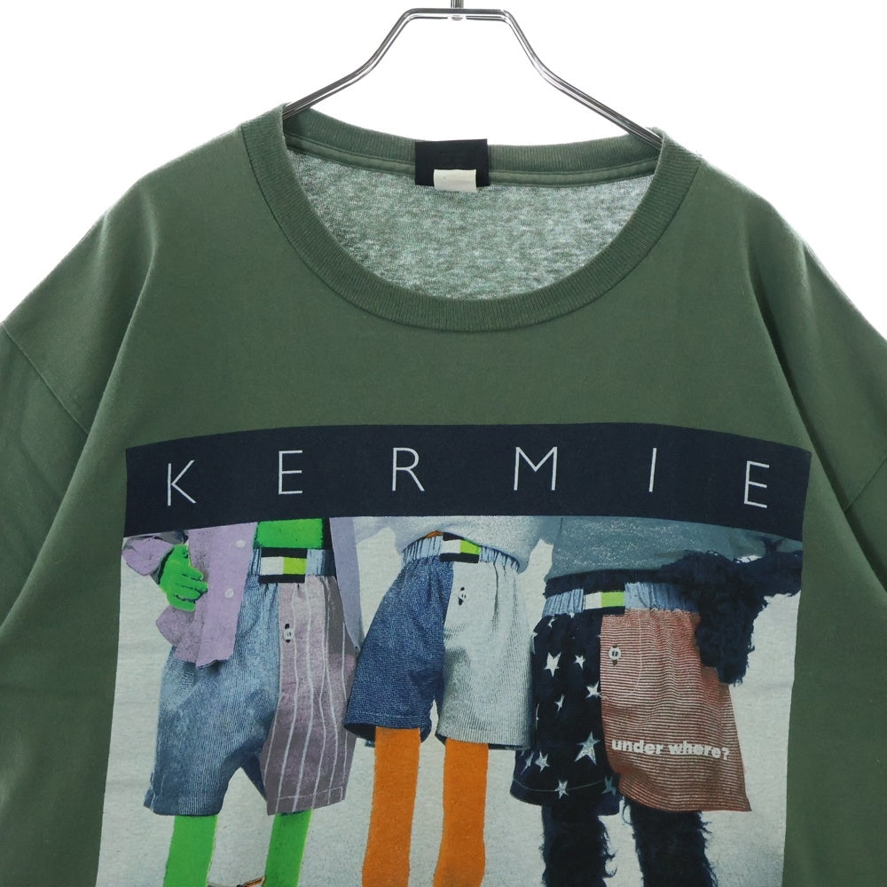 VINTAGE(ヴィンテージ) 90s KERMIE HILFLIPPER セサミストリート カーミット パロディ 両面プリントプリント 半袖Tシャツ カットソー カーキ