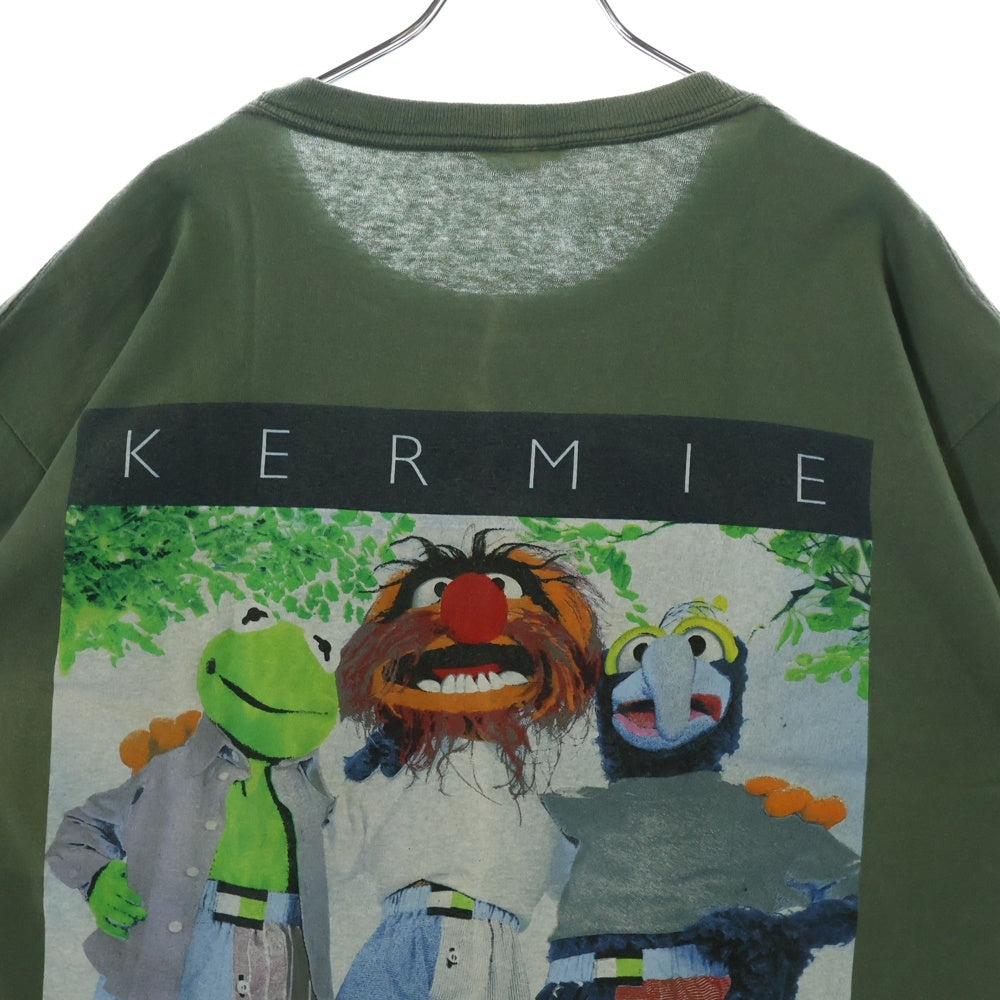 VINTAGE(ヴィンテージ) 90s KERMIE HILFLIPPER セサミストリート カーミット パロディ 両面プリントプリント 半袖Tシャツ カットソー カーキ