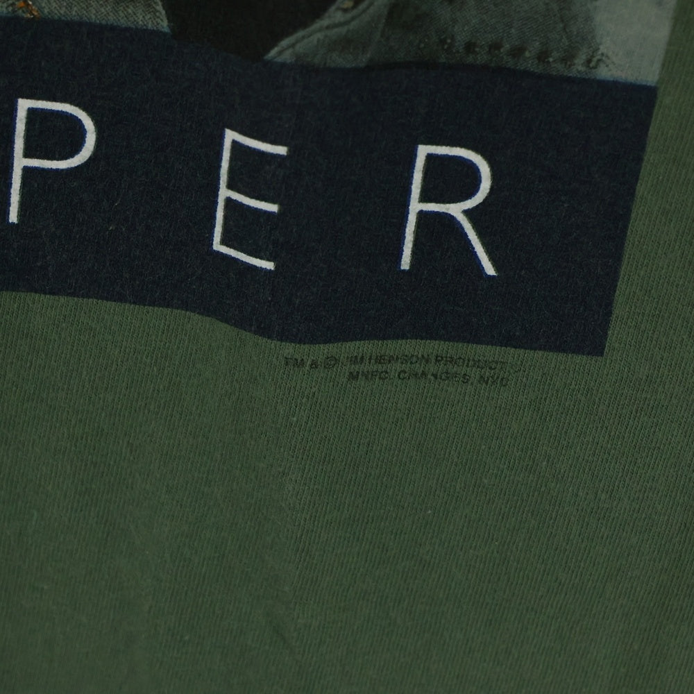VINTAGE(ヴィンテージ) 90s KERMIE HILFLIPPER セサミストリート カーミット パロディ 両面プリントプリント 半袖Tシャツ カットソー カーキ