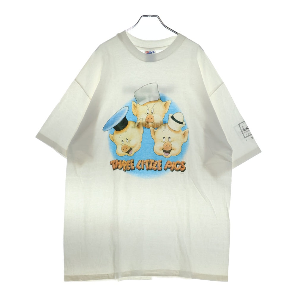 VINTAGE(ヴィンテージ) 90s Three little Pigs TEE 3匹の子豚 フロントプリント半袖Tシャツ カットソー ホワイト