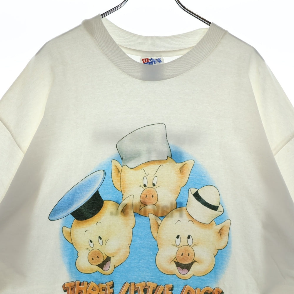 VINTAGE(ヴィンテージ) 90s Three little Pigs TEE 3匹の子豚 フロントプリント半袖Tシャツ カットソー ホワイト