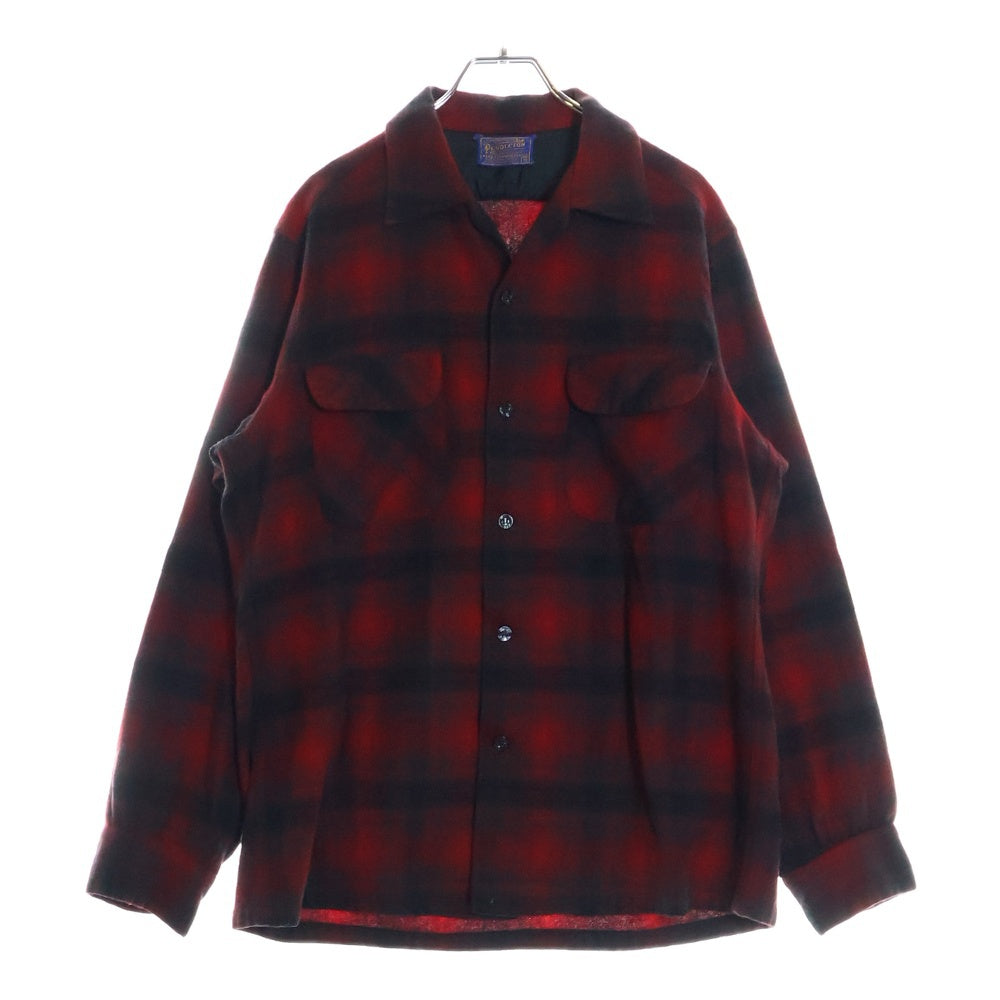 PENDLETON(ペンドルトン) 60s オンブレチェック ウール 長袖シャツ レッド/ブラック
