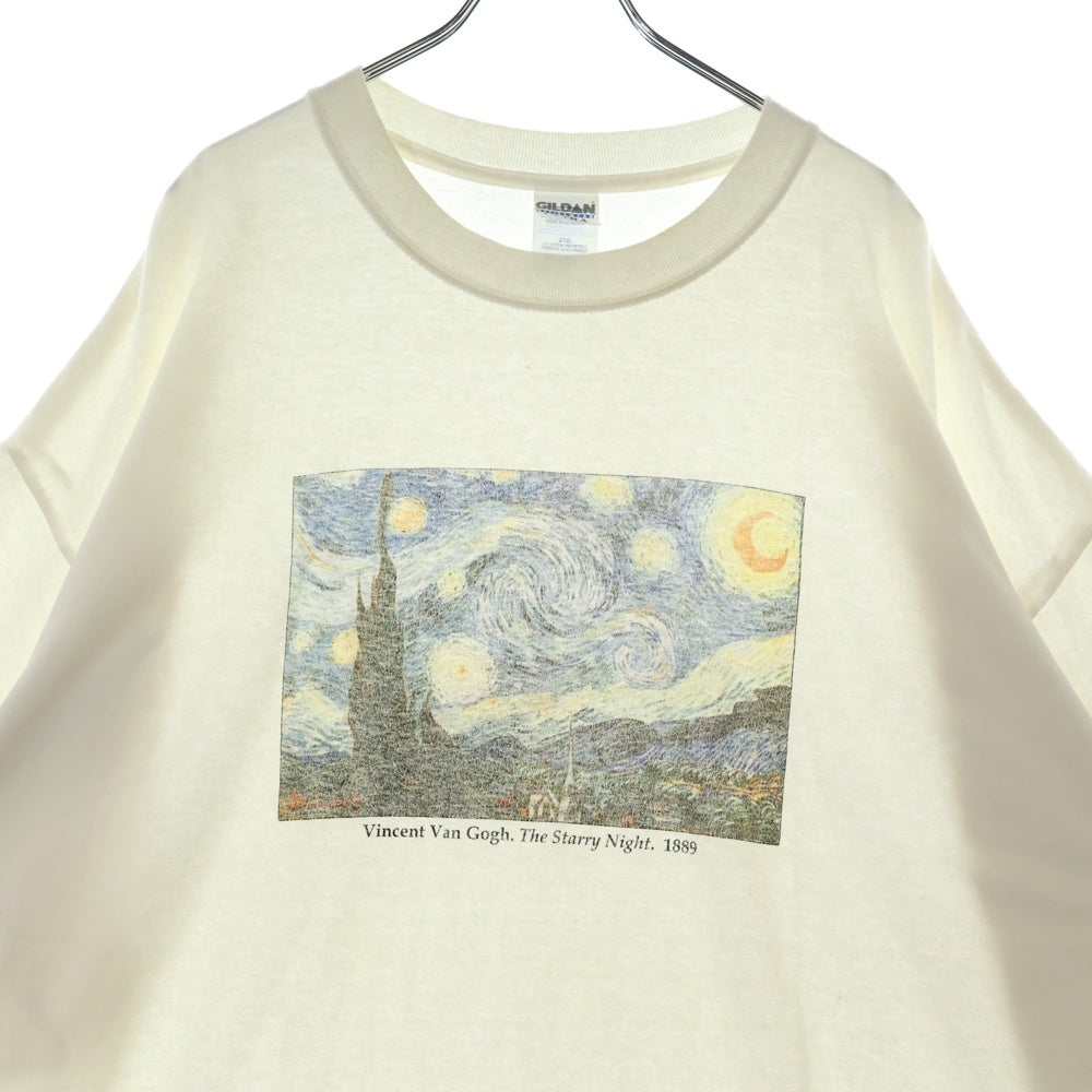 VINTAGE(ヴィンテージ) 00s VINCENT VAN GOGH THE STARRY NIGHT ゴッホ フロント プリント Tシャツ 半袖カットソー ホワイト