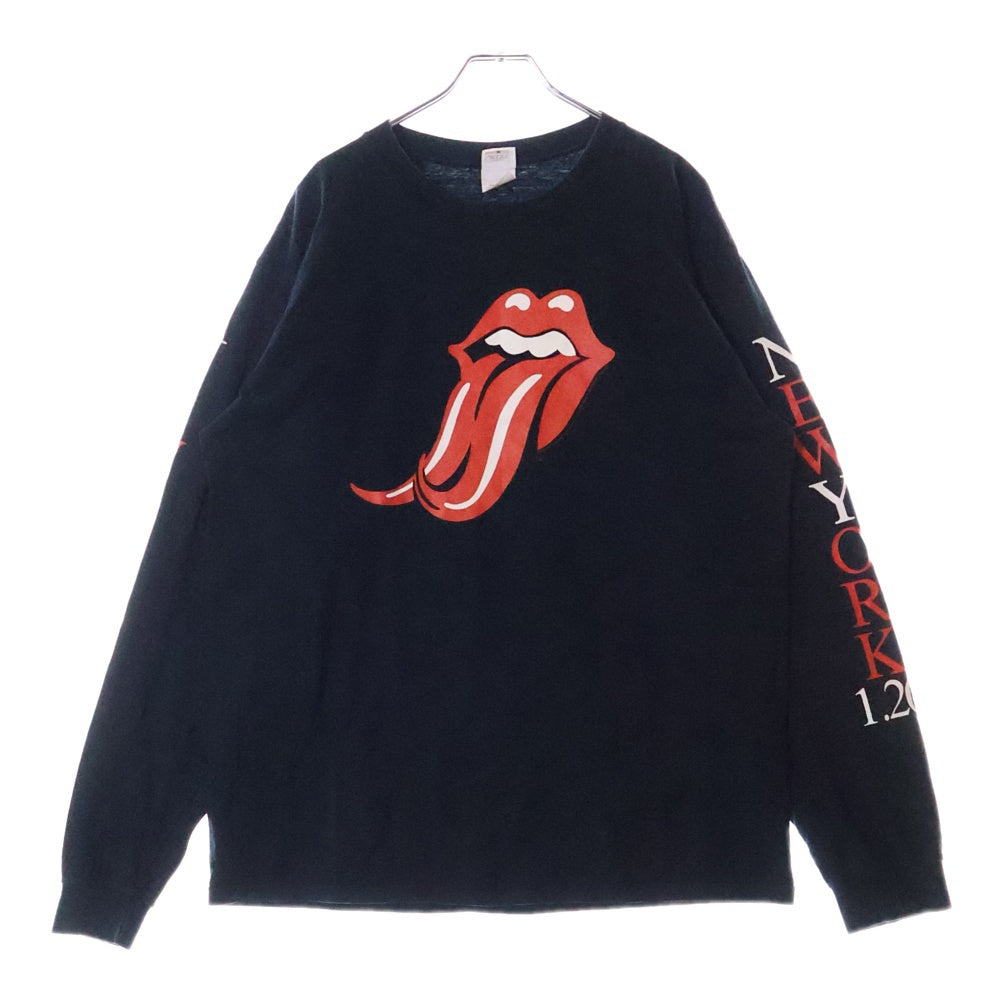 VINTAGE(ヴィンテージ) 00s ROLLING STONES ローリングストーンズ リップ&ターン アーム プリント ロングスリーブ Tシャツ 長袖カットソー ブラック
