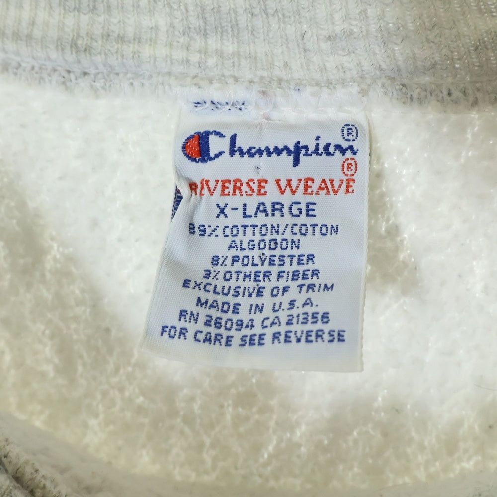 CHAMPION(チャンピオン) 90～00s REVERSE WEAVE VILLANOVA UNIVERSITY リバースウィーブ ヴィラノーバ カレッジロゴ 刺繍タグ スウェット トレーナー グレー
