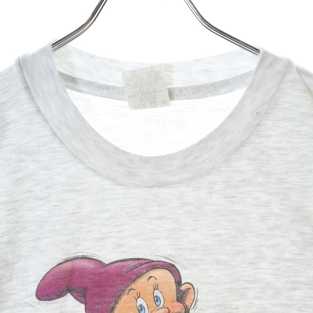 VINTAGE(ヴィンテージ) 90s DISNEY WHITESNOW The Seven Dwarfs Dopey ディズニー 白雪姫 七人の小人 ドーピー フロント プリント Tシャツ 半袖カットソー グレー