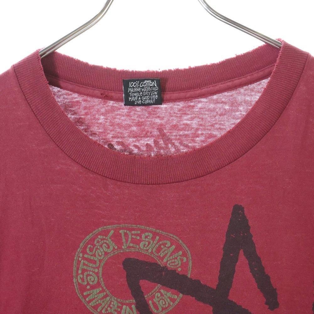 STUSSY(ステューシー) 90s OLD STUSSY オールド 両面プリント Tシャツ 半袖カットソー ボルドー