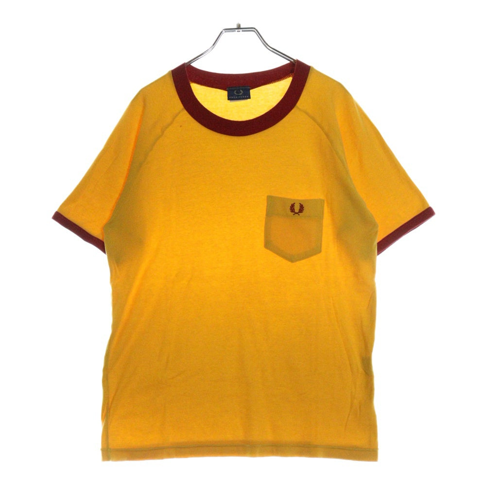 FRED PERRY(フレッドペリー) 80-90s VINTAGE 刺繍 リンガーネック ヒットユニオンタグ 半袖Tシャツ カットソー イエロー