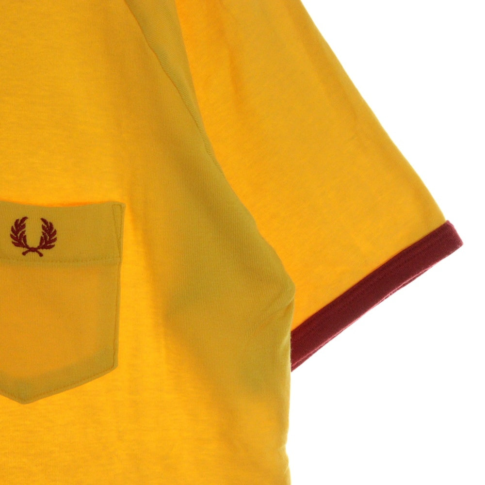 FRED PERRY(フレッドペリー) 80-90s VINTAGE 刺繍 リンガーネック ヒットユニオンタグ 半袖Tシャツ カットソー イエロー