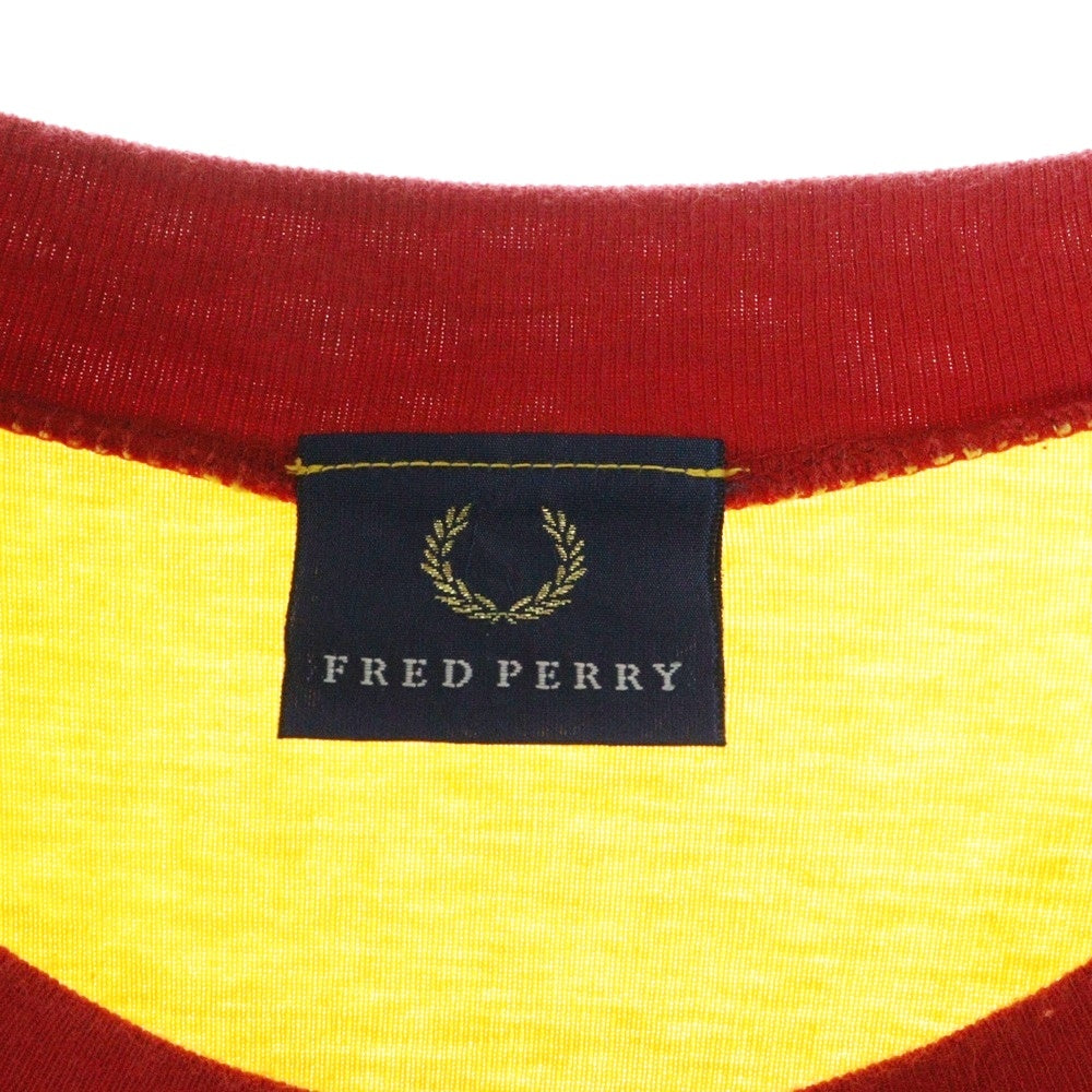 FRED PERRY(フレッドペリー) 80-90s VINTAGE 刺繍 リンガーネック ヒットユニオンタグ 半袖Tシャツ カットソー イエロー