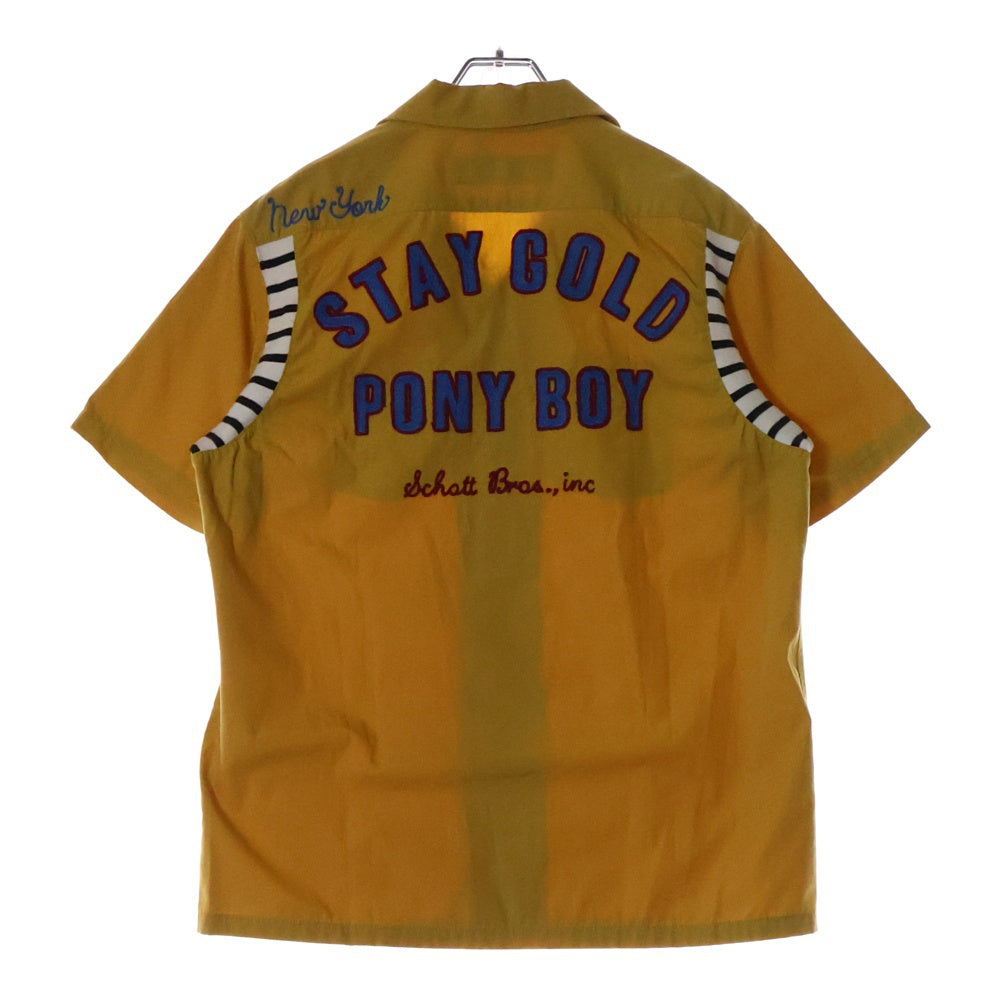 SCHOTT(ショット) 90-00s VINTAGE WORK SHIRTS 刺繍 ポリエステル コットン混 ワークシャツ 半袖シャツ イエロー