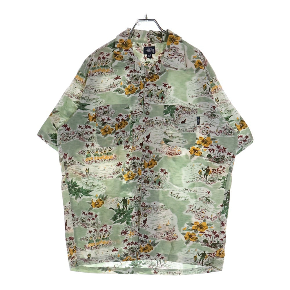 STUSSY(ステューシー) 90s OLD USA製 ハワイアン オープンカラー 半袖シャツ 総柄