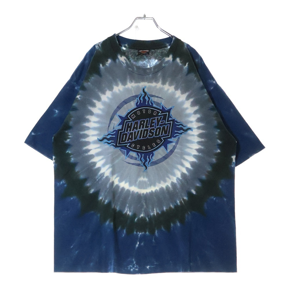 VINTAGE(ヴィンテージ) 00s HARLEY DAVIDSON BARTELS LOS ANGELES CA ハーレーダビッドソン 両面プリント タイダイ柄 Tシャツ 半袖カットソーブルー