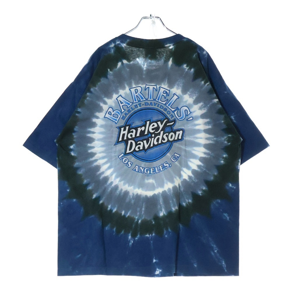 VINTAGE(ヴィンテージ) 00s HARLEY DAVIDSON BARTELS LOS ANGELES CA ハーレーダビッドソン 両面プリント タイダイ柄 Tシャツ 半袖カットソーブルー