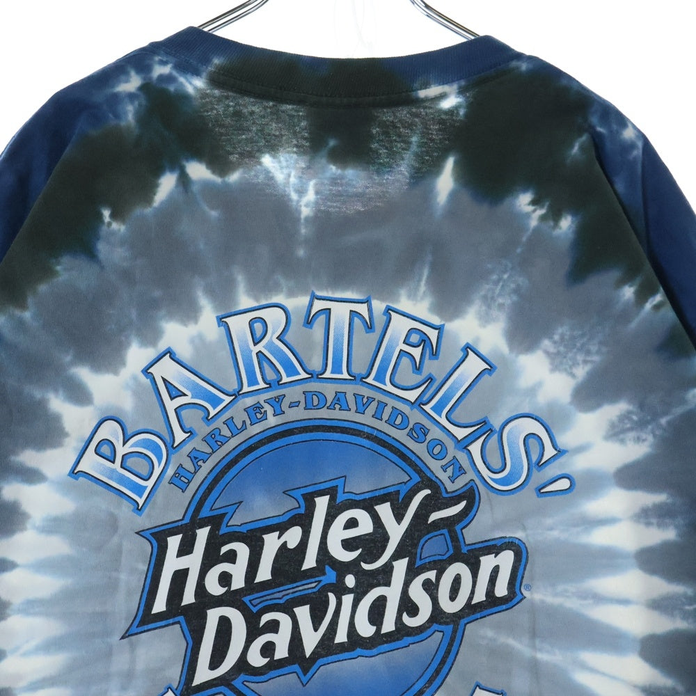 VINTAGE(ヴィンテージ) 00s HARLEY DAVIDSON BARTELS LOS ANGELES CA ハーレーダビッドソン 両面プリント タイダイ柄 Tシャツ 半袖カットソーブルー