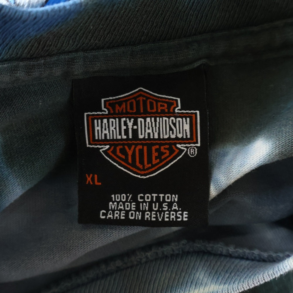 VINTAGE(ヴィンテージ) 00s HARLEY DAVIDSON BARTELS LOS ANGELES CA ハーレーダビッドソン 両面プリント タイダイ柄 Tシャツ 半袖カットソーブルー