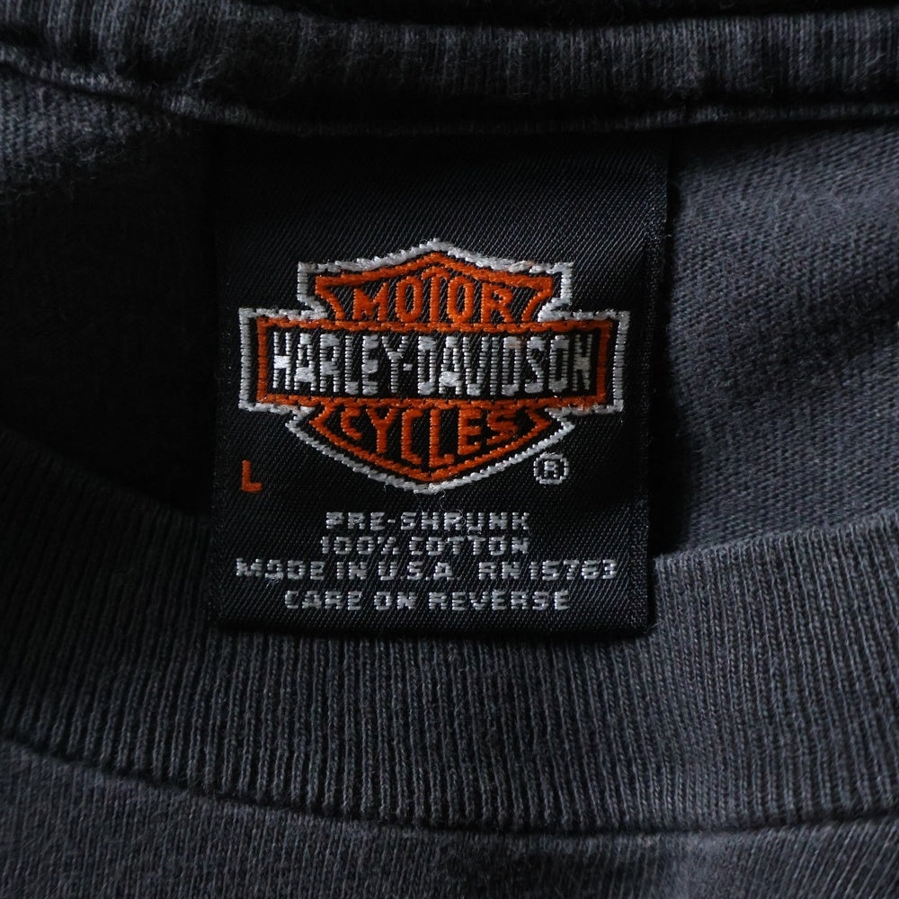 VINTAGE(ヴィンテージ) 90s HARLEY DAVIDSON COLE ハーレーダビッドソン 両面プリント Tシャツ 半袖カットソーブラック