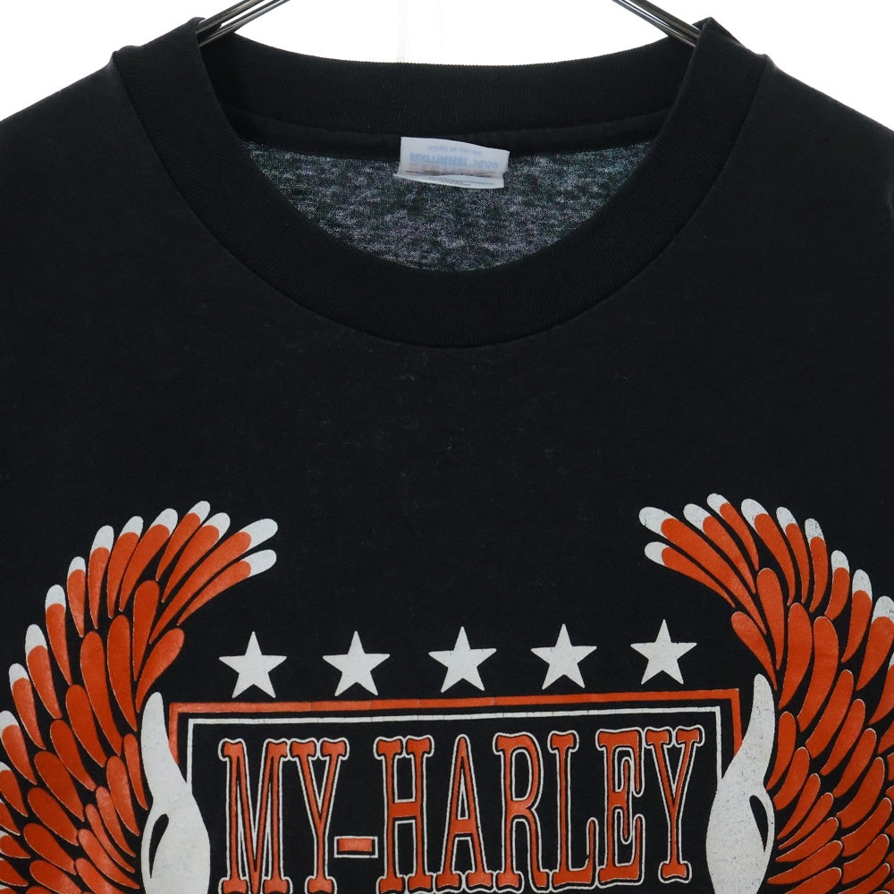 VINTAGE(ヴィンテージ) 80s HARLEY DAVIDSON MY HARLEY IS ON ORDER ハーレーダビッドソン フロントプリント Tシャツ 半袖カットソーブラック