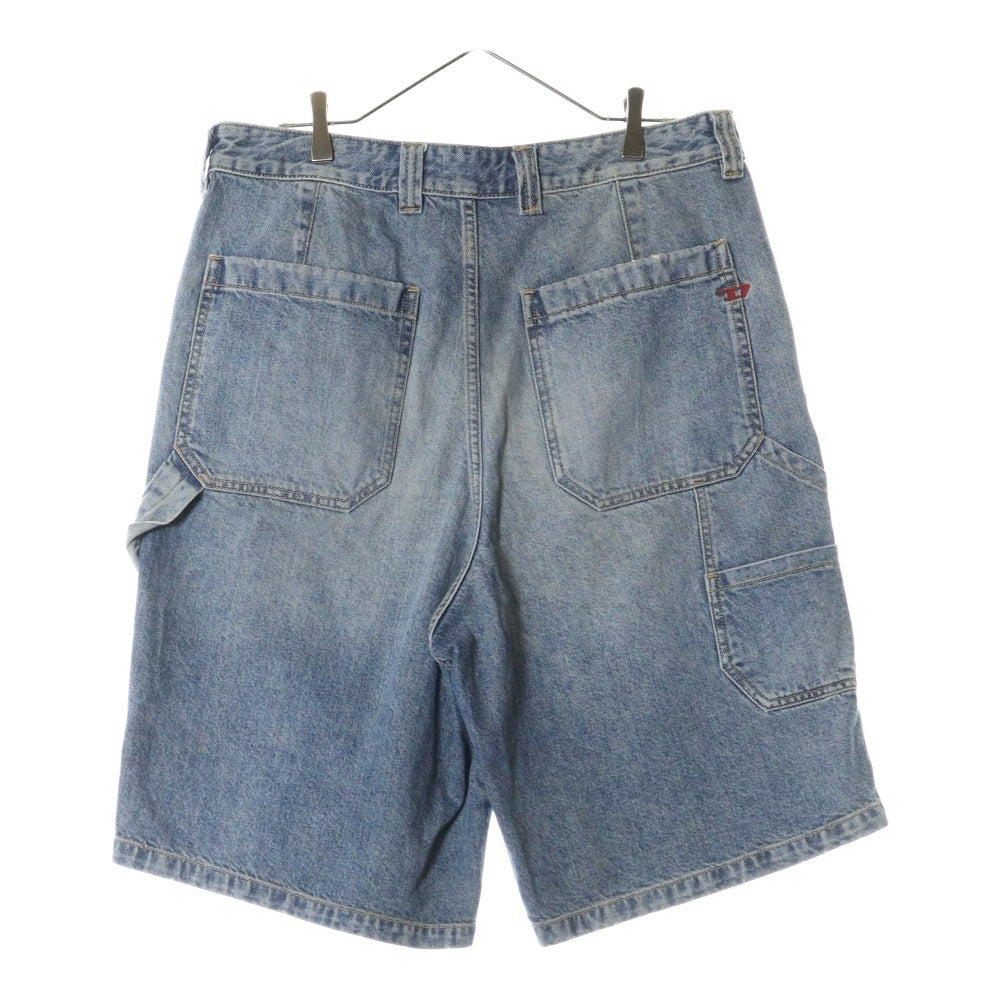 DIESEL(ディーゼル) D-LIVERY-SHORT A14072 ウォッシュ加工 フロントボタン ワイド デニム カーゴ ハーフパンツ ショーツ インディゴ