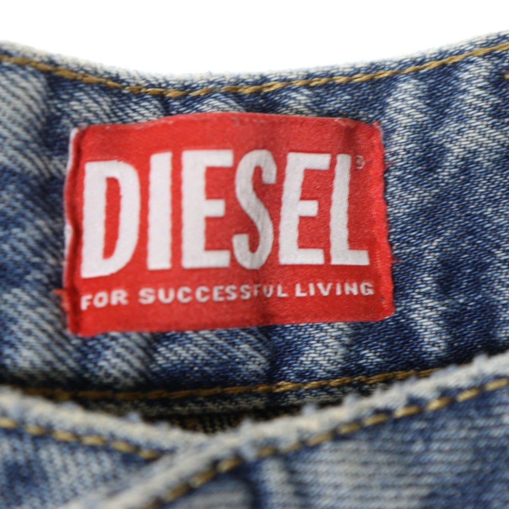 DIESEL(ディーゼル) D-LIVERY-SHORT A14072 ウォッシュ加工 フロントボタン ワイド デニム カーゴ ハーフパンツ ショーツ インディゴ