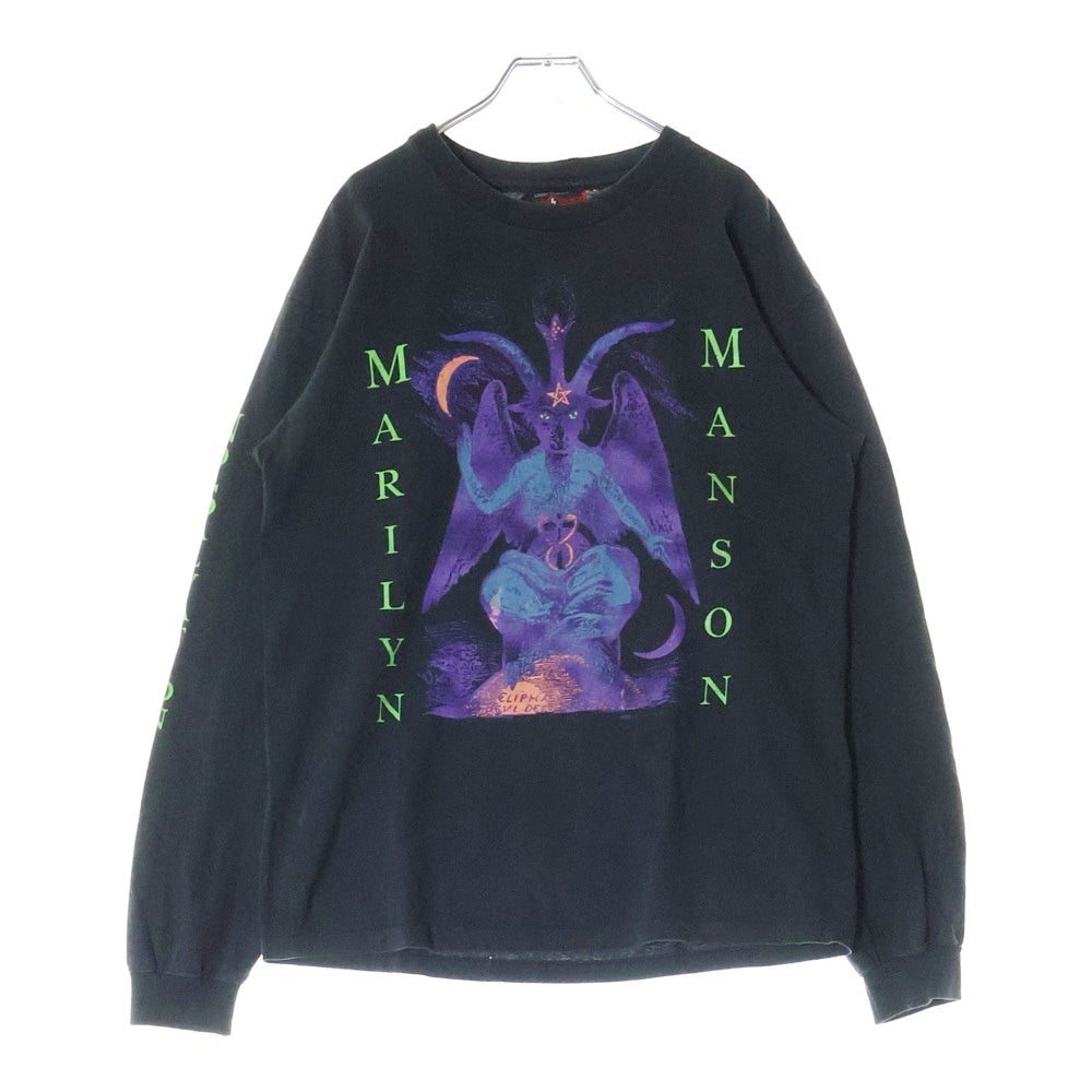 VINTAGE(ヴィンテージ) 90s MARILYN MANSON WHEN I'M GOD EVERYONE DIES マリリンマンソン 袖プリント Tシャツ 長袖 カットソー ブラック