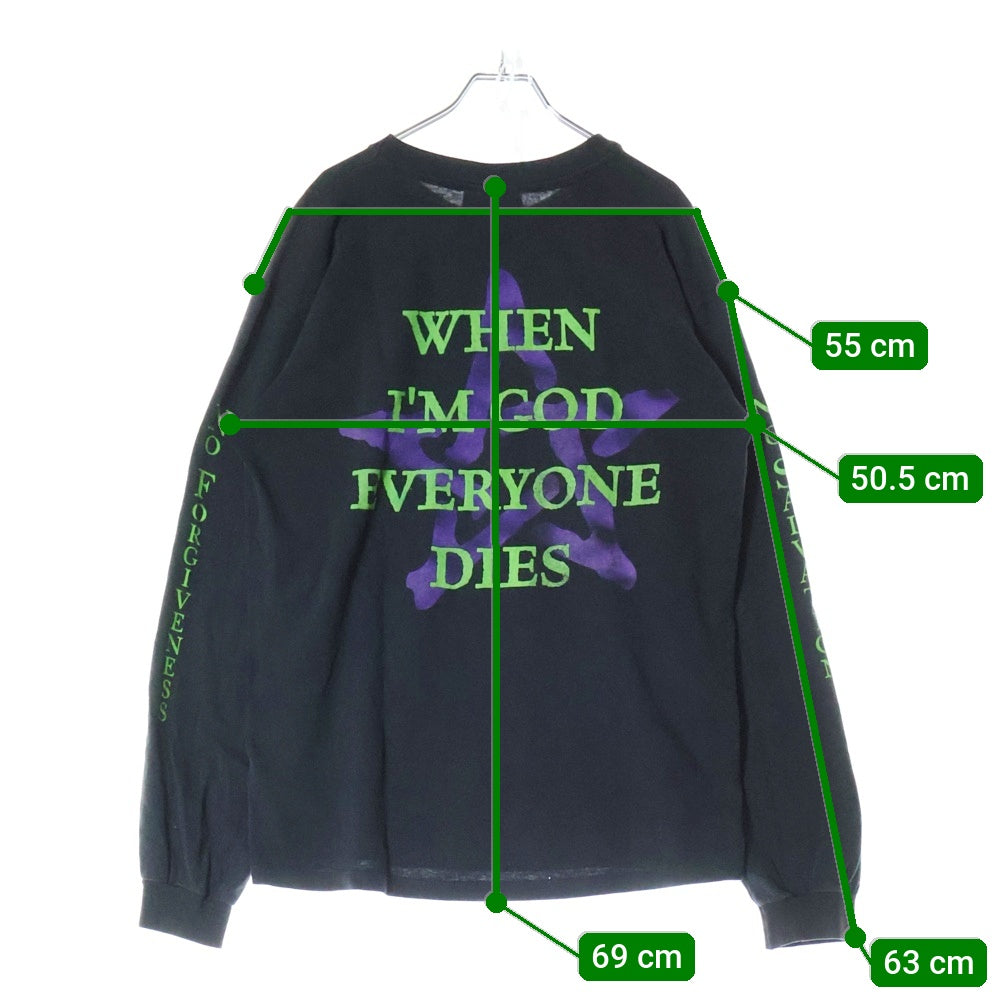 VINTAGE(ヴィンテージ) 90s MARILYN MANSON WHEN I'M GOD EVERYONE DIES マリリンマンソン 袖プリント Tシャツ 長袖 カットソー ブラック