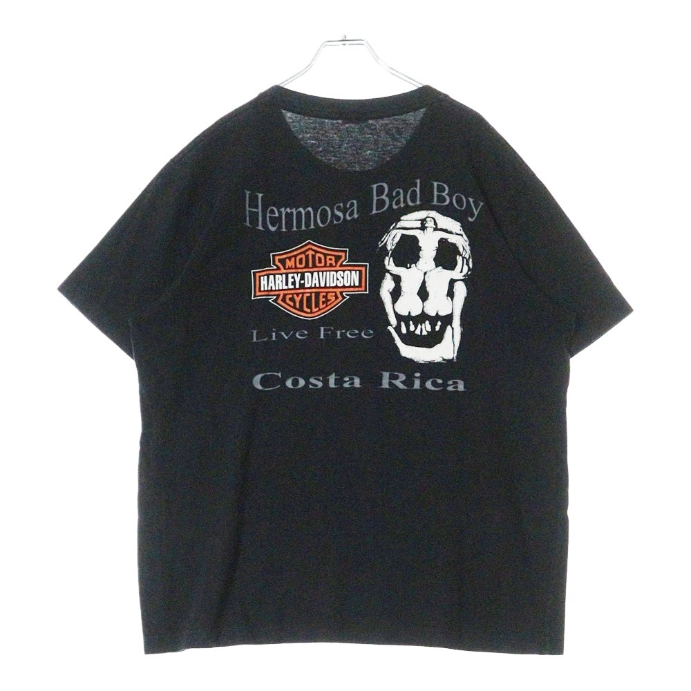 VINTAGE(ヴィンテージ) 90-00s HARLEY DAVIDSON Hermosa Bad Boy CostaRica Dali ハーレーダビッドソン ダリ 両面プリント Tシャツ 半袖カットソー ブラック