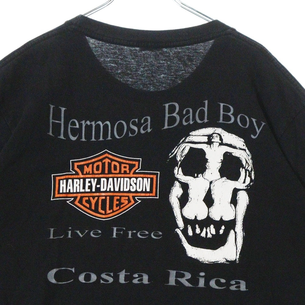 VINTAGE(ヴィンテージ) 90-00s HARLEY DAVIDSON Hermosa Bad Boy CostaRica Dali ハーレーダビッドソン ダリ 両面プリント Tシャツ 半袖カットソー ブラック