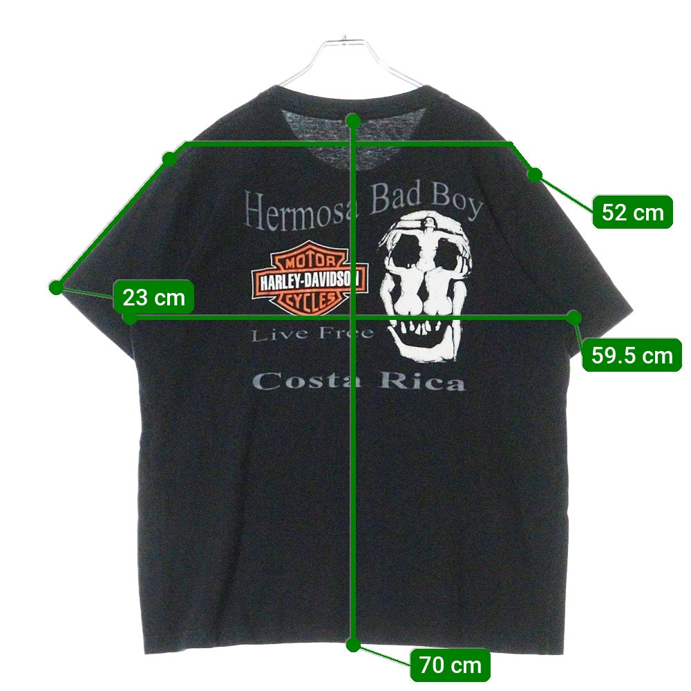 VINTAGE(ヴィンテージ) 90-00s HARLEY DAVIDSON Hermosa Bad Boy CostaRica Dali ハーレーダビッドソン ダリ 両面プリント Tシャツ 半袖カットソー ブラック