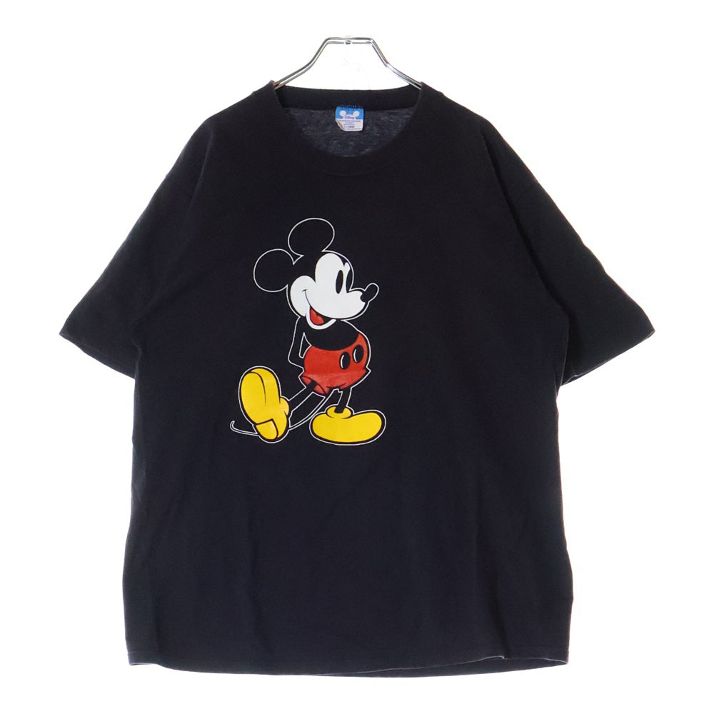 VINTAGE(ヴィンテージ) 90s DISNEY Mickey Mouse ディズニー 黄色足 ミッキー フロント プリント Tシャツ 半袖カットソー ブラック