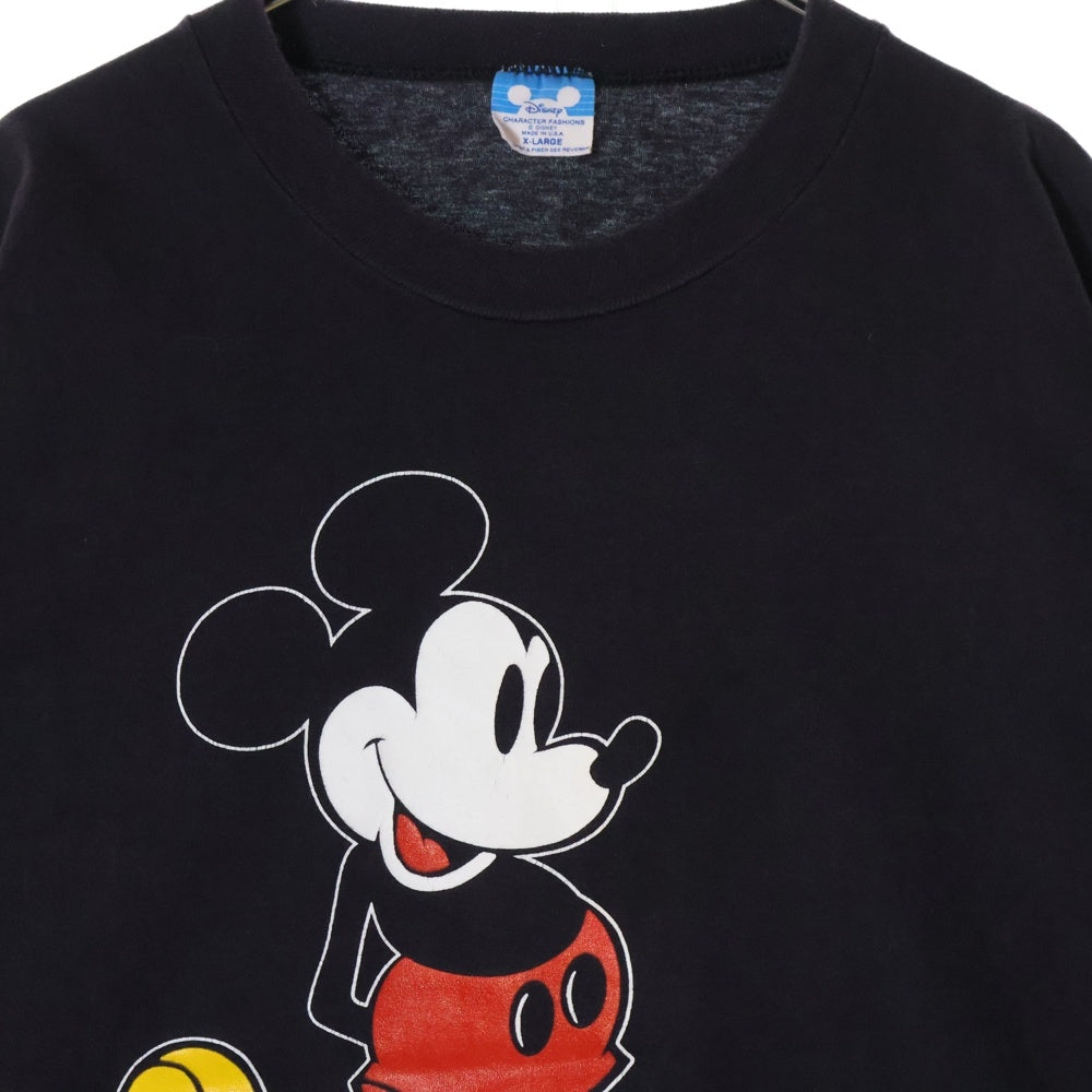 VINTAGE(ヴィンテージ) 90s DISNEY Mickey Mouse ディズニー 黄色足 ミッキー フロント プリント Tシャツ 半袖カットソー ブラック