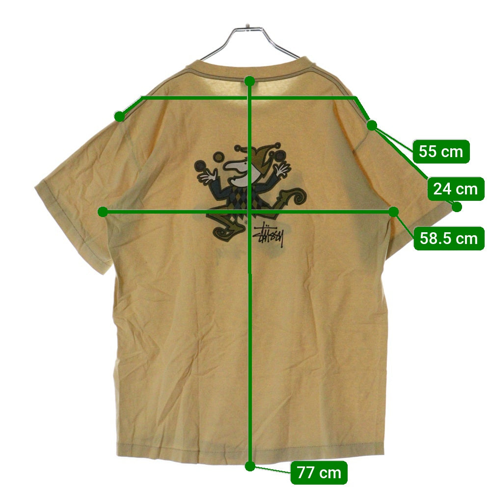 STUSSY(ステューシー) 80s OLD STUSSY JUGGLER PIGMENT TEE オールド ジャグラー ピグメント ピエロ 両面プリント Tシャツ 半袖カットソー イエロー