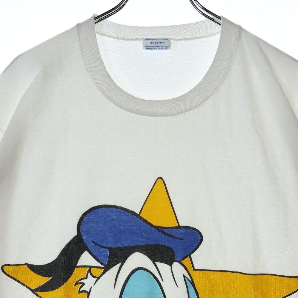 VINTAGE(ヴィンテージ) 80s DISNEY DONALD DUCK STAR ディズニー スター ドナルドダック フロント Tシャツ 半袖カットソー ホワイト