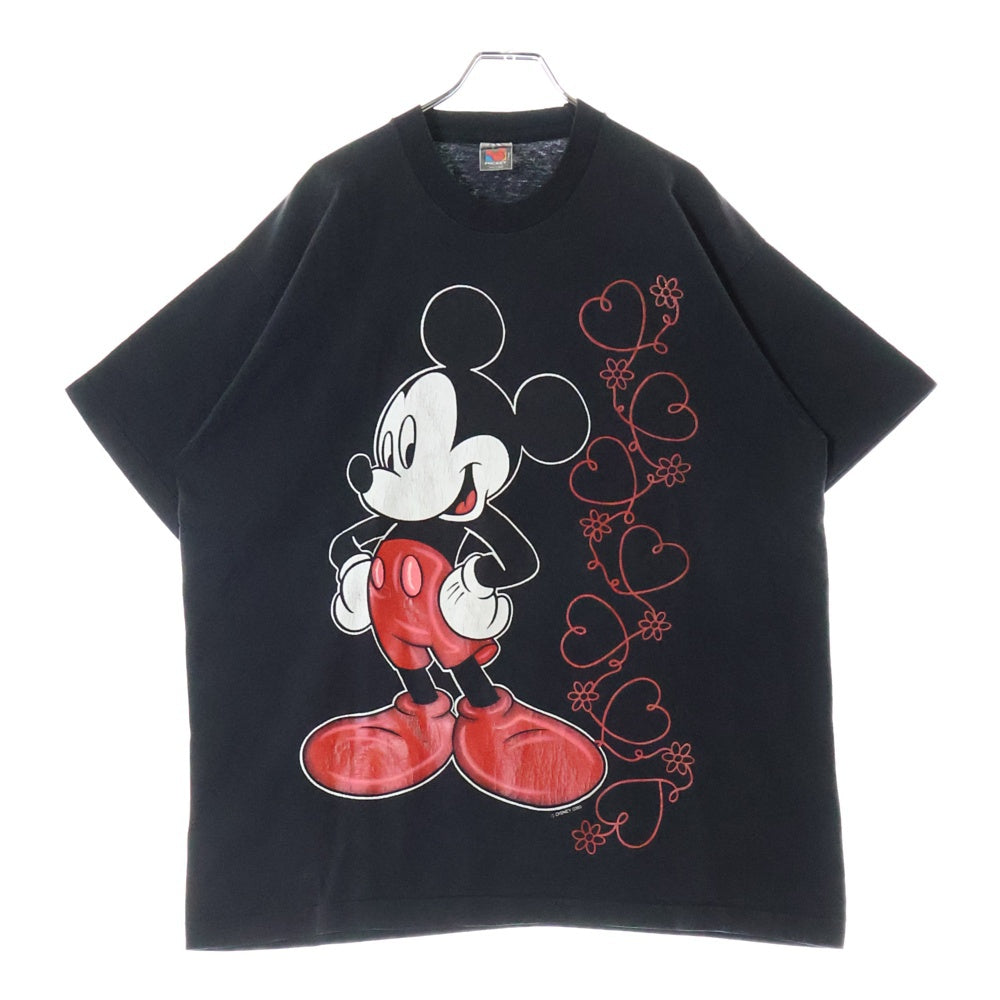 VINTAGE(ヴィンテージ) 90s DISNEY Mickey Mouse ディズニー ミッキー 赤足 フロントプリント Tシャツ 半袖カットソー ブラック