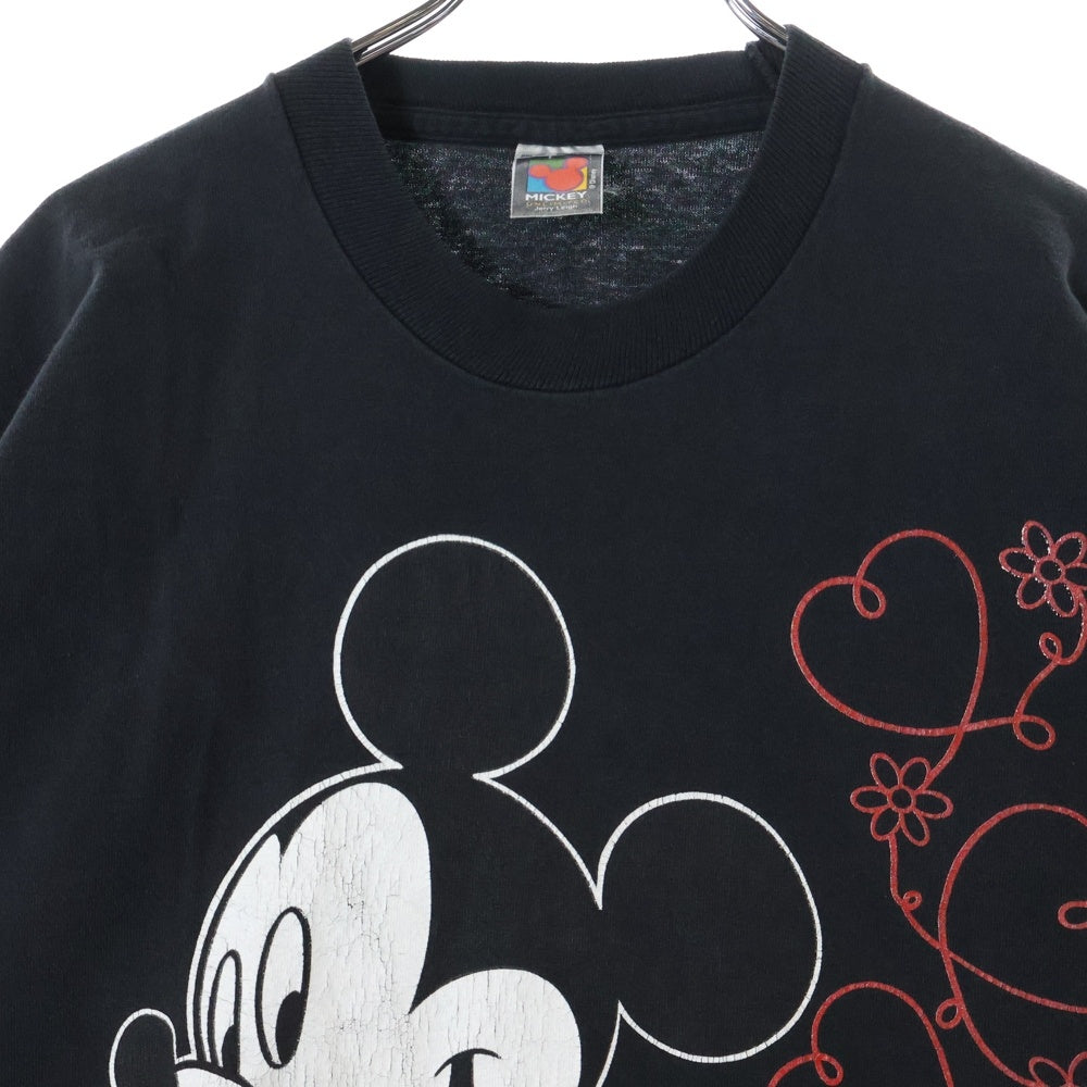 VINTAGE(ヴィンテージ) 90s DISNEY Mickey Mouse ディズニー ミッキー 赤足 フロントプリント Tシャツ 半袖カットソー ブラック