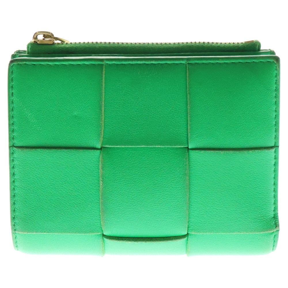 BOTTEGA VENETA(ボッテガヴェネタ) INTRECCIATO イントレチャート カセット レザー 二つ折り財布 グリーン